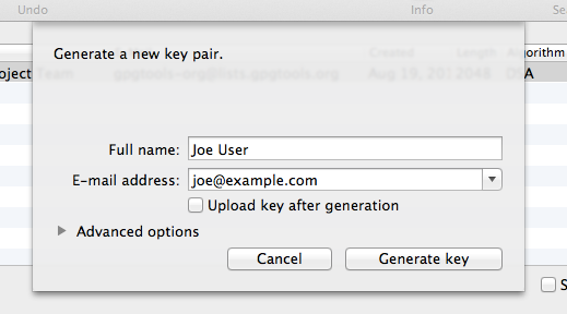 Explanation: Create a new keypair